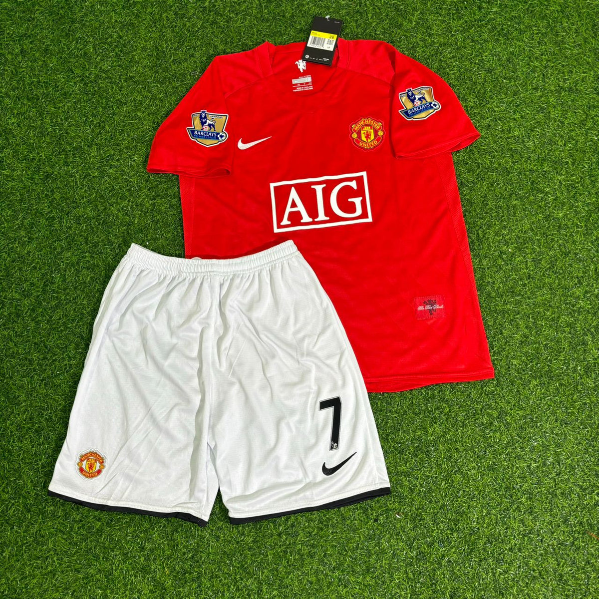Manchester United 2007/2008 Premier League Kids Retro Football Jersey – Cristiano Ronaldo CR7 – Front View