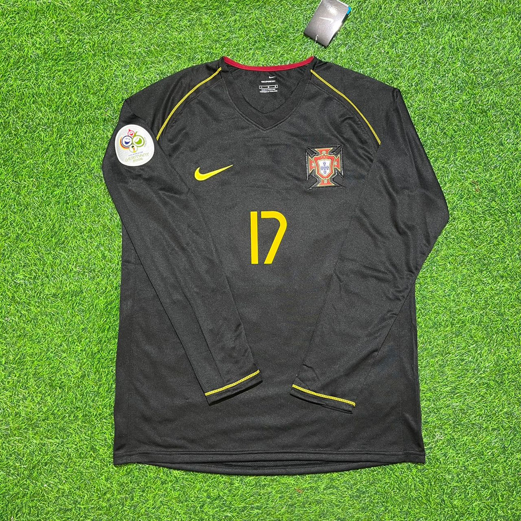 Portugal 2006 World Cup Long Sleeve Black Retro Football Jersey – Cristiano Ronaldo CR7 – Front View