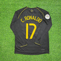 Portugal 2006 World Cup Long Sleeve Black Retro Football Jersey – Cristiano Ronaldo CR7 – Back View
