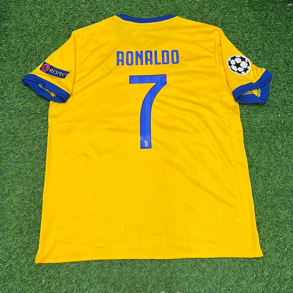 Cristiano Ronaldo Juventus Yellow Retro Football Jersey – Back View