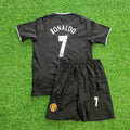 Cristiano Ronaldo Manchester United 2003 Black Retro Kids Football Jersey – Back View