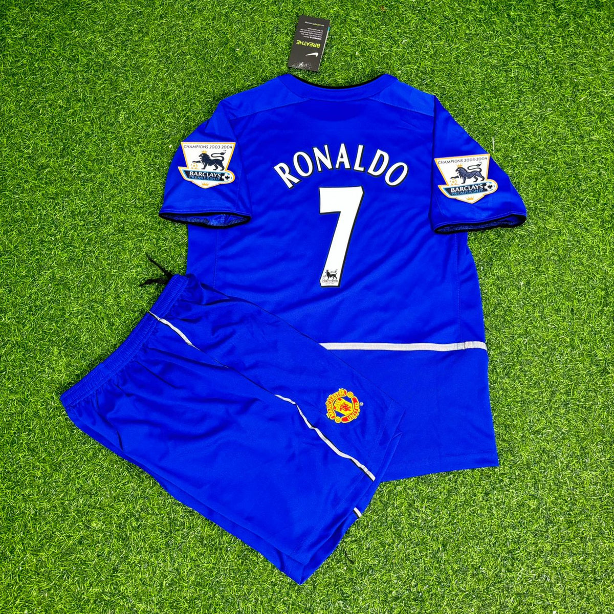 Manchester United 2003 Blue Retro Kids Football Jersey – Cristiano Ronaldo – Back View