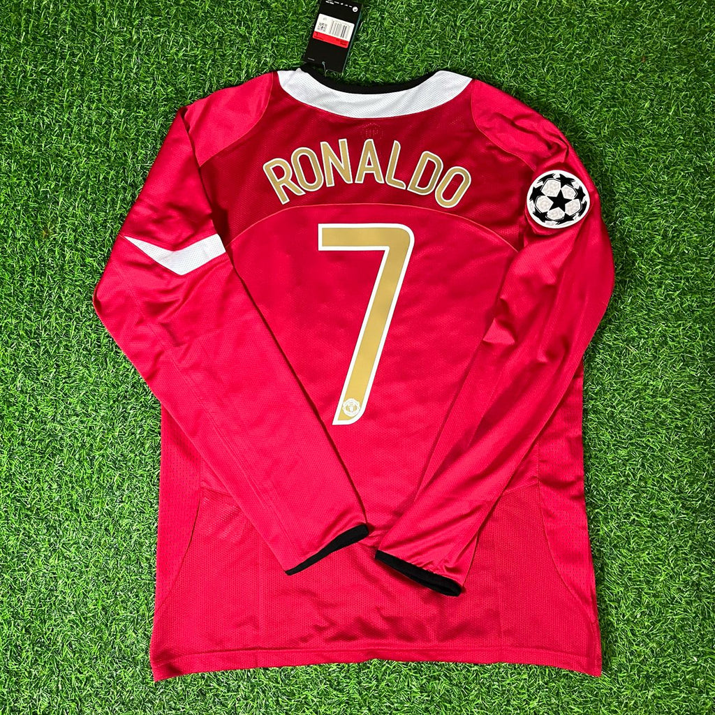 Cristiano Ronaldo Manchester United 2005 Champions League Patch Retro Kit Jersey – Back View