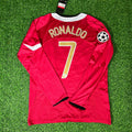 Cristiano Ronaldo Manchester United 2005 Champions League Patch Retro Kit Jersey – Back View