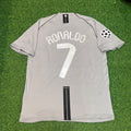 Cristiano Ronaldo Manchester United 2007 2008 Grey Retro Jersey – Back View