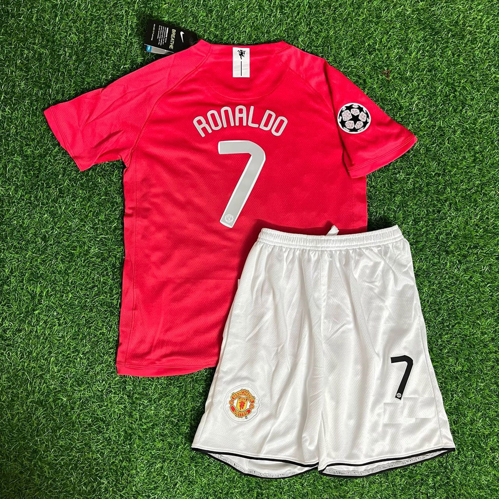 2008 Cristiano Ronaldo Manchester United Final Kids Children Home Football Jersey – Back View