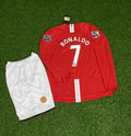 2008 Manchester United EPL Retro Long Sleeve Kids Football Kit Cristiano Ronaldo