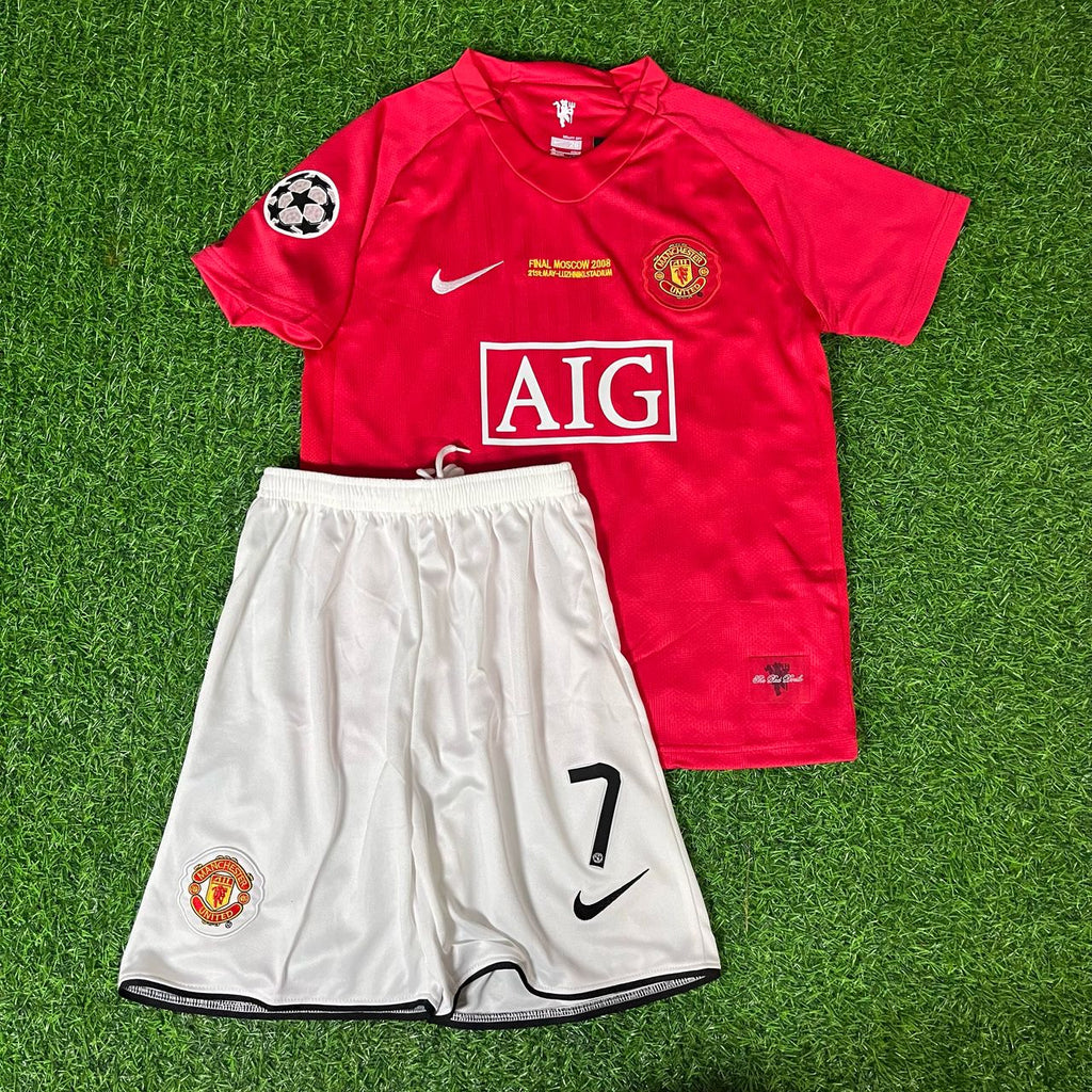 2008 Cristiano Ronaldo Manchester United Final Kids Children Home Football Jersey – Front View