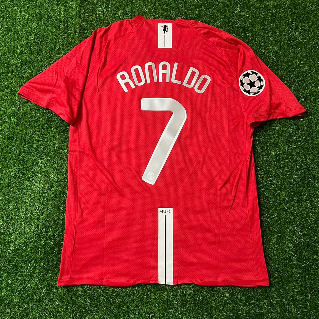 Cristiano Ronaldo CR7 Manchester United Champions League Final Moscow 2008 Retro Red Football Shirt – Back View
