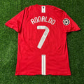 Cristiano Ronaldo CR7 Manchester United Champions League Final Moscow 2008 Retro Red Football Shirt – Back View