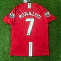Cristiano Ronaldo CR7 Manchester United 2007 2008 EPL Retro Red Jersey – Back View