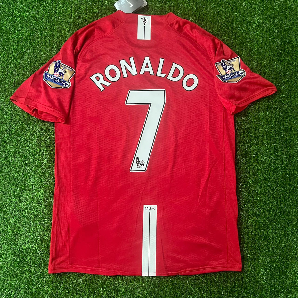 Cristiano Ronaldo CR7 Manchester United 2007 2008 EPL Retro Red Jersey – Back View