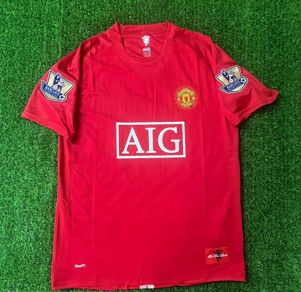2007 Manchester United 2008 EPL Retro Red Football Jersey – Back View