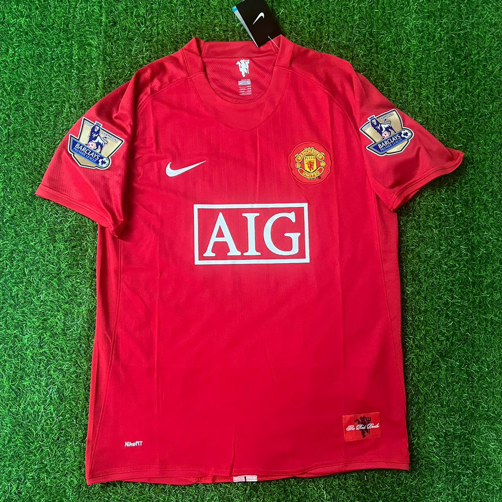 2007 Owen Hargreaves Manchester United 2008 EPL Retro Red Football Jersey – Front View