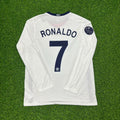 2009 Cristiano Ronaldo Manchester United CL Final White Long-Sleeve Retro Football Shirt Jersey – Back View