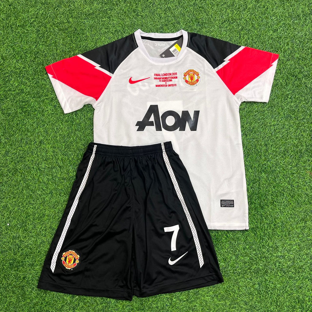 Cristiano Ronaldo Manchester United Champions League Final Kids Retro Football Jersey Collection – Front View
