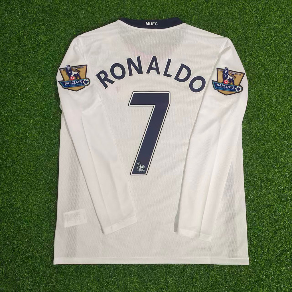 Manchester United 2008-2009 EPL White Long Sleeve Retro Football Jersey – Cristiano Ronaldo – Back View