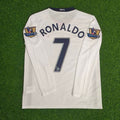 Manchester United 2008-2009 EPL White Long Sleeve Retro Football Jersey – Cristiano Ronaldo – Back View