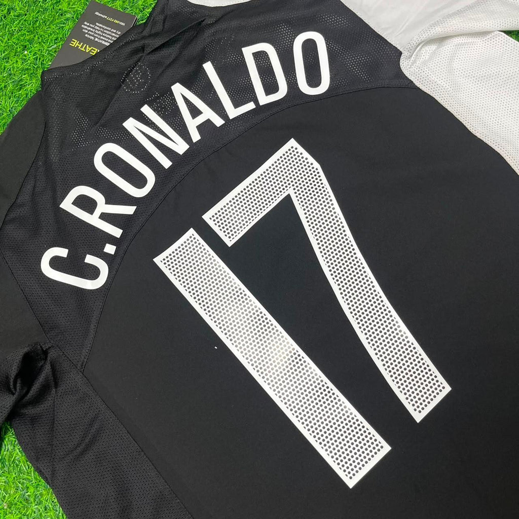 2005 Cristiano Ronaldo Portugal Special White and Black Retro Football Jersey Collection – Detailed View