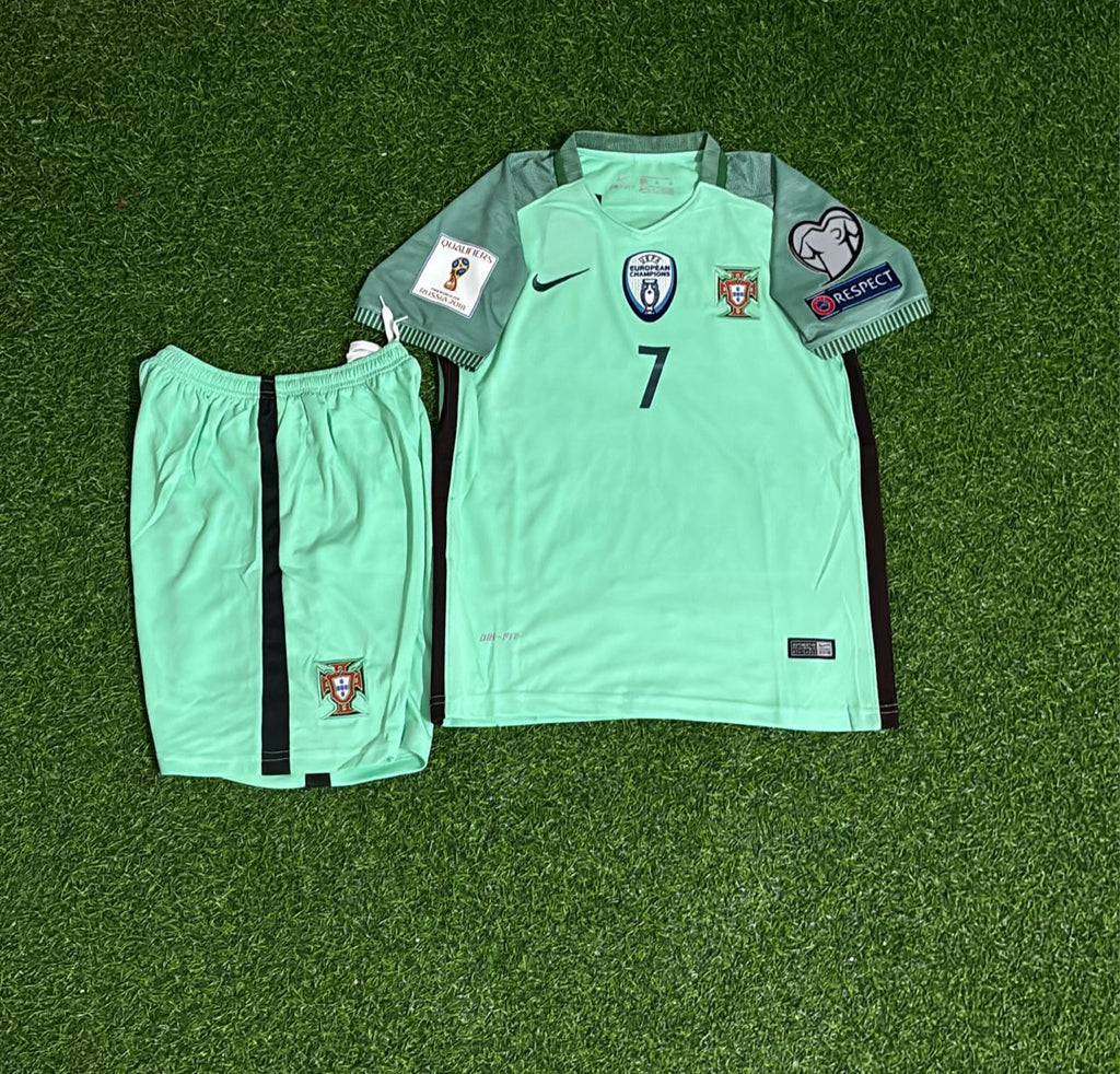 Cristiano Ronaldo Portugal 2018 World Cup Kids Retro Football Jersey – Front View