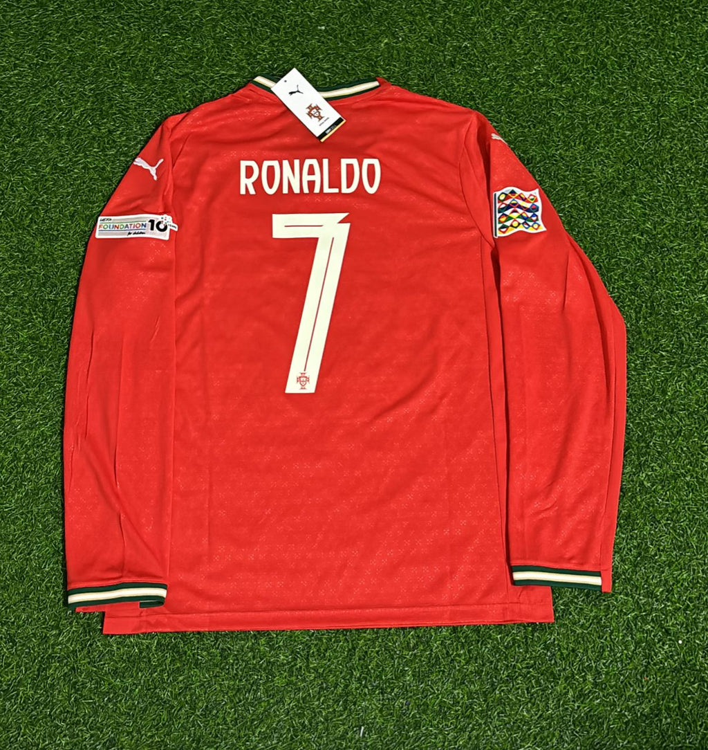 Cristiano Ronaldo Portugal UEFA Nations League Winner Red LS Jersey – Detailed View