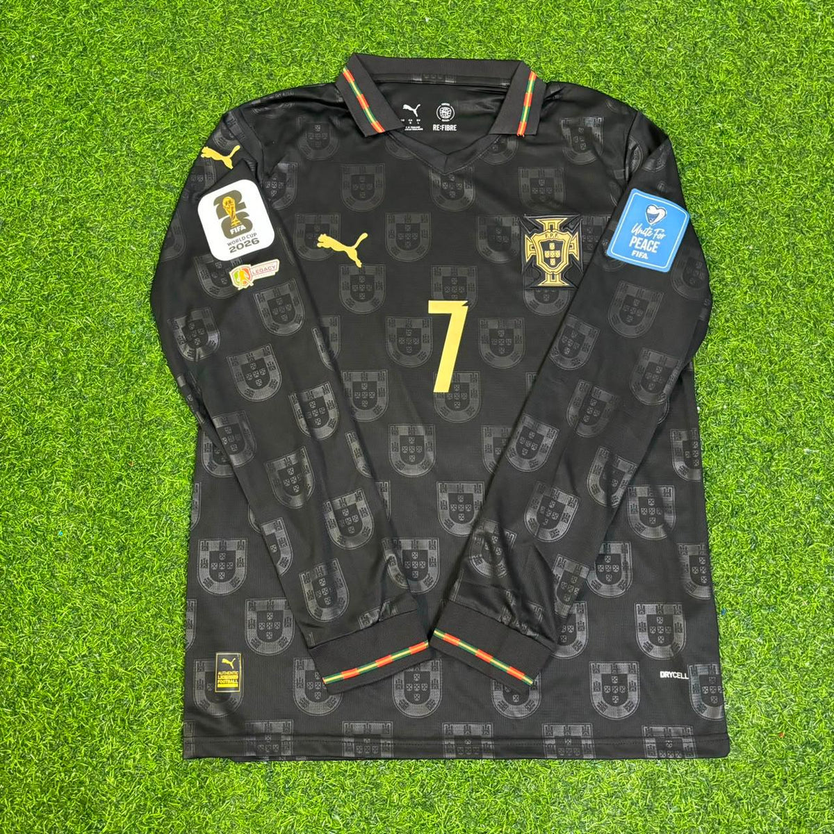 Portugal 2026 World Cup Black Legacy Patch Long Sleeve Football Jersey – Cristiano Ronaldo – Front View