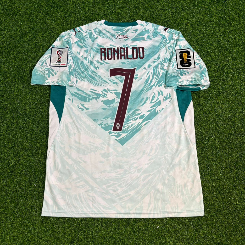 Cristiano Ronaldo Portugal 2026 World Cup Kids White Away Football Jersey – Detailed View