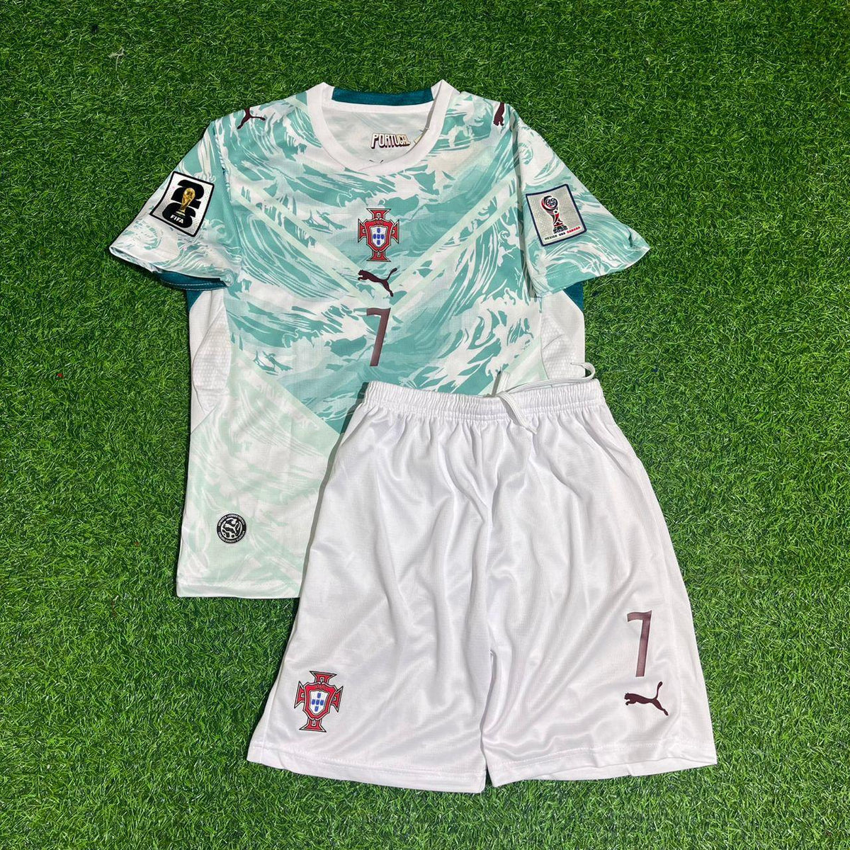 Cristiano Ronaldo Portugal 2026 World Cup Kids White Away Football Jersey – Front View