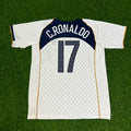 Cristiano Ronaldo 17 Portugal EURO 2004 Retro White Away Soccer Kit Jersey – Back View