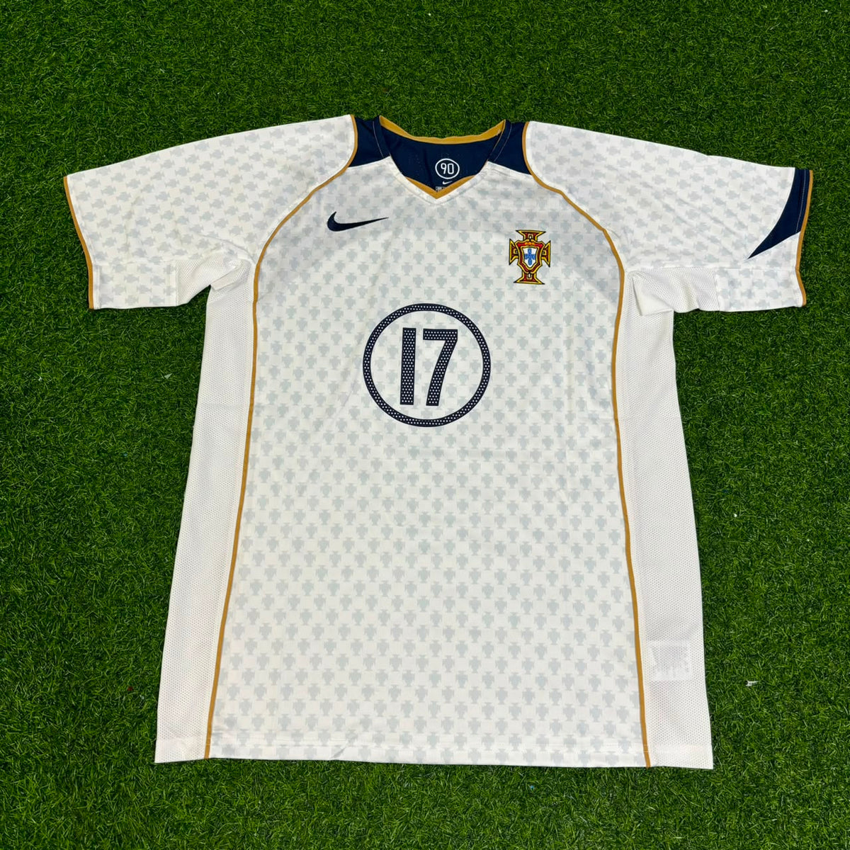 Cristiano Ronaldo 17 Portugal EURO 2004 Retro White Away Soccer Kit Jersey – Front View