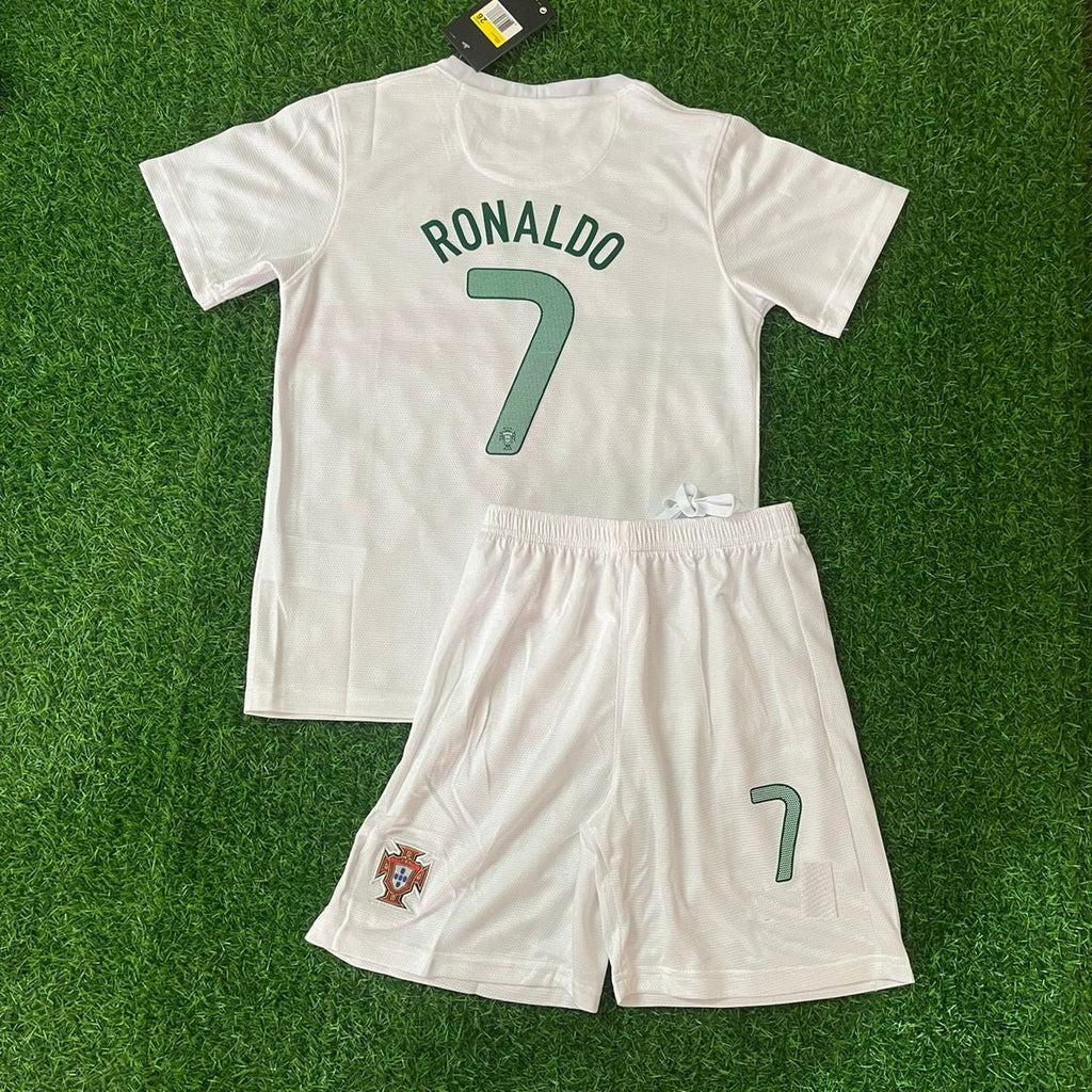 2012 Cristiano Ronaldo Portugal White Ronaldo Kids Kit Football Jersey for Children – Back View