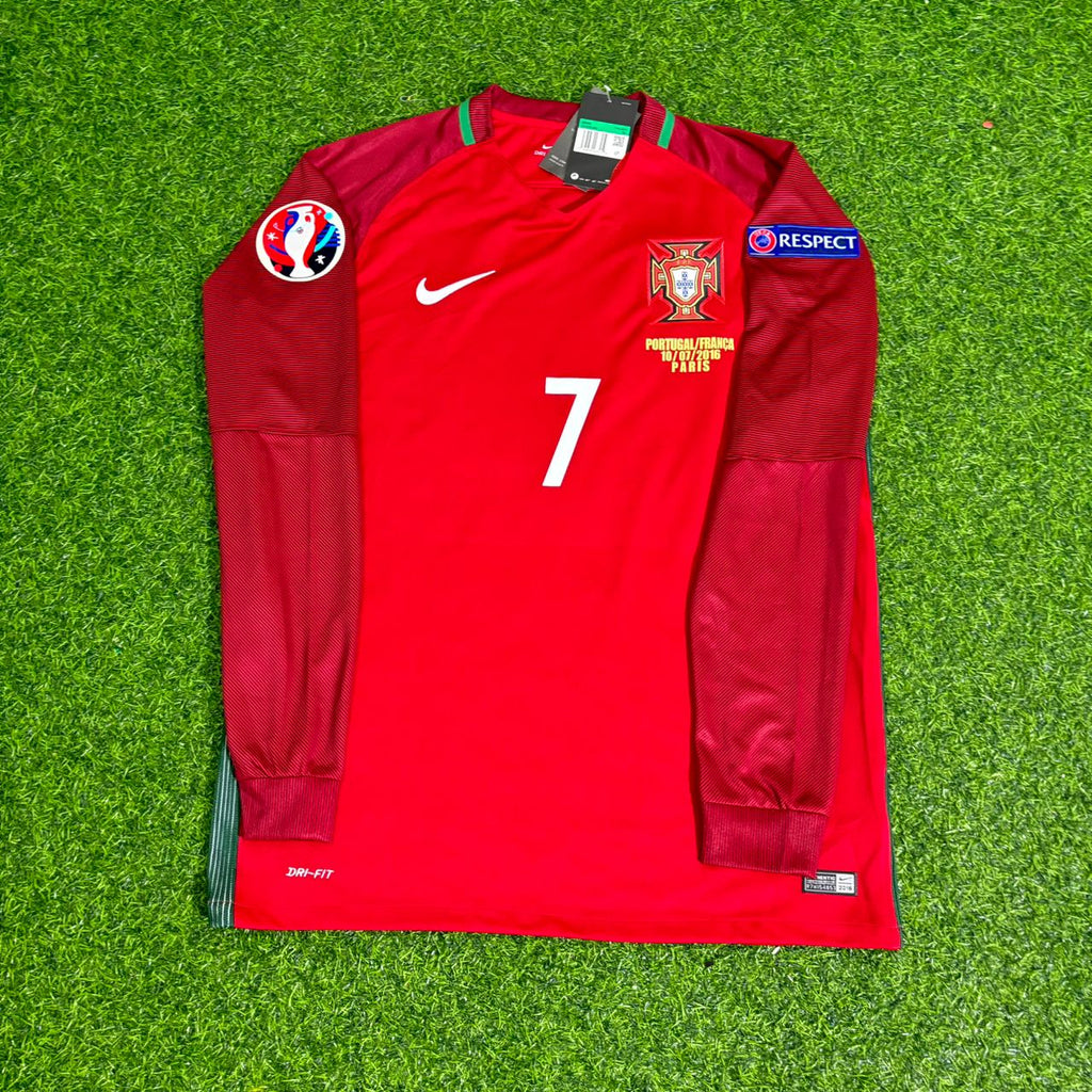 2016 Portugal EURO Cristiano Ronaldo Final Long Sleeve Retro Football Jersey – Front View