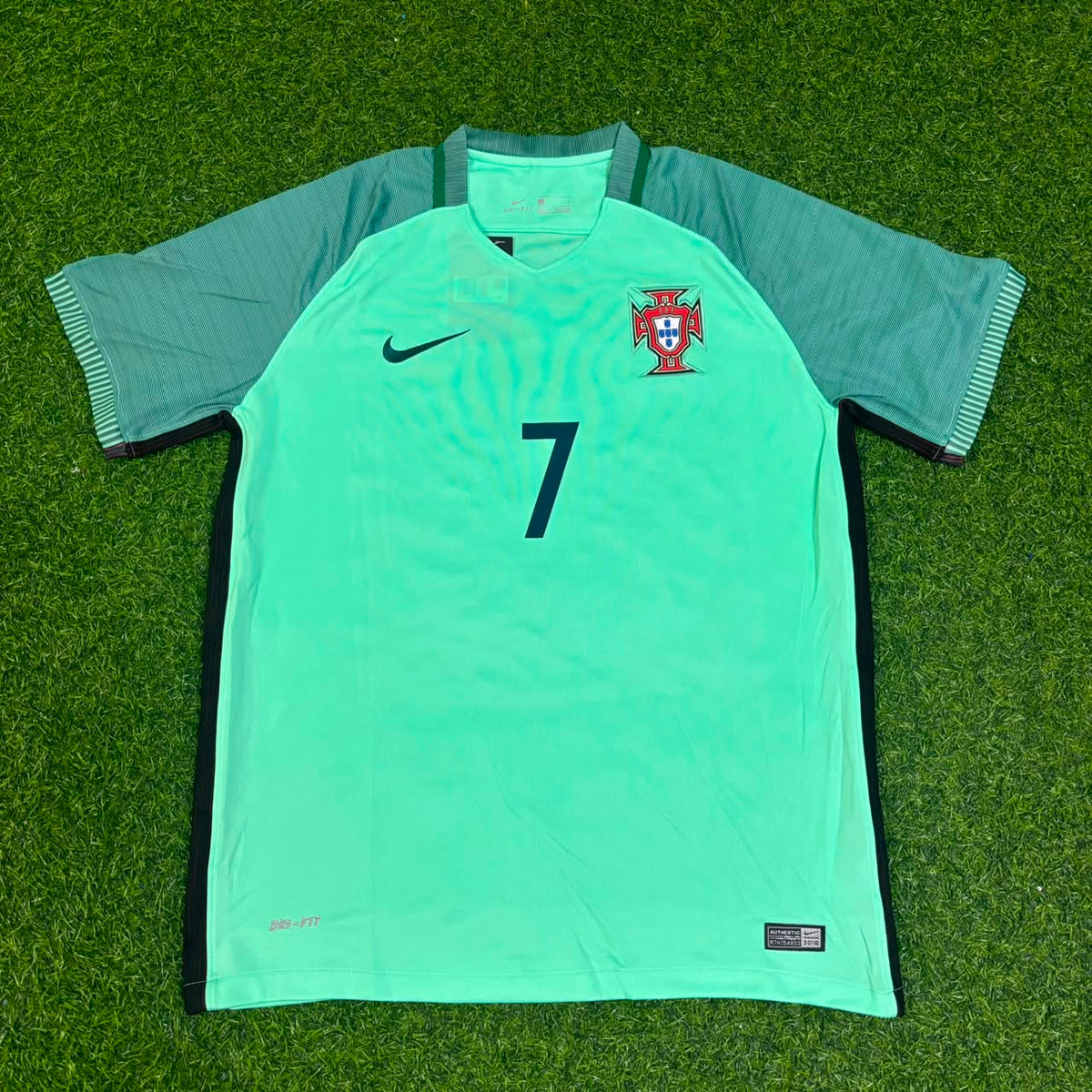 2016 Portugal EURO Cristiano Ronaldo Green Retro Football Jersey – Front View