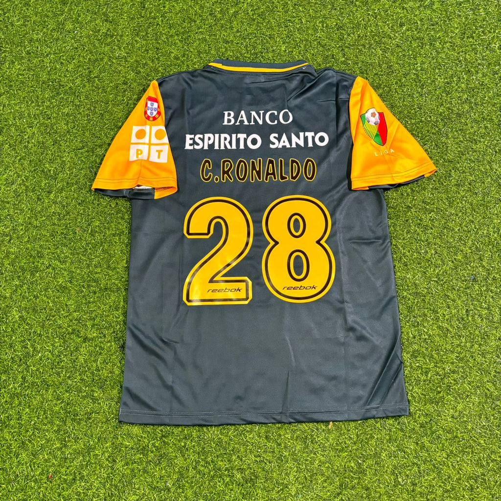 Cristiano Ronaldo Sporting CP Debut Black Orange Retro Football Jersey – Back View