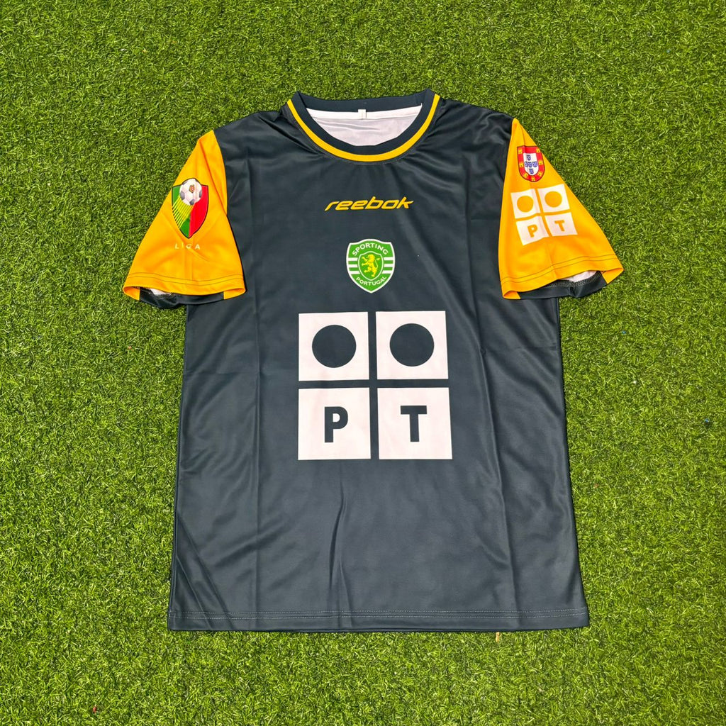 Cristiano Ronaldo Sporting CP Debut Black Orange Retro Football Jersey – Front View