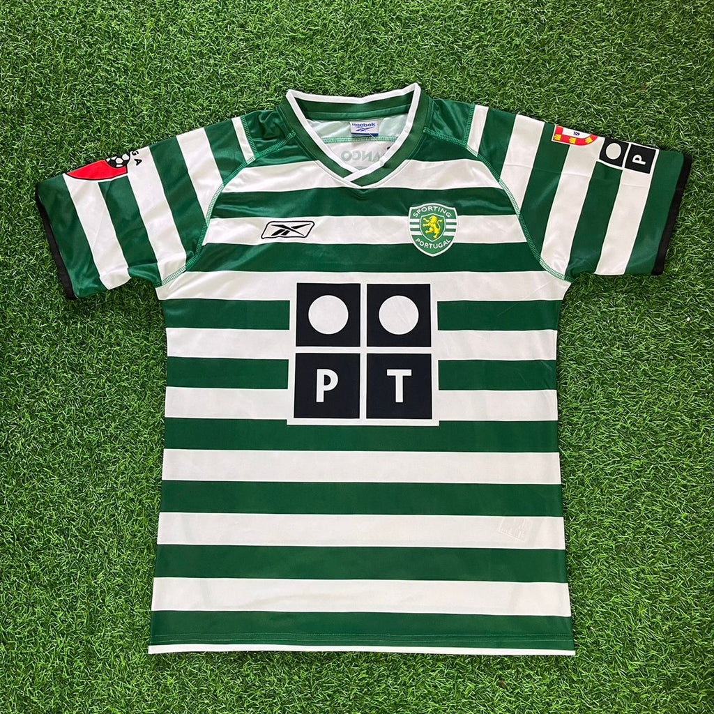 Cristiano Ronaldo 28 – Sporting CP Lisbon 2001–2003 Retro Kit Jersey – | | – Front View
