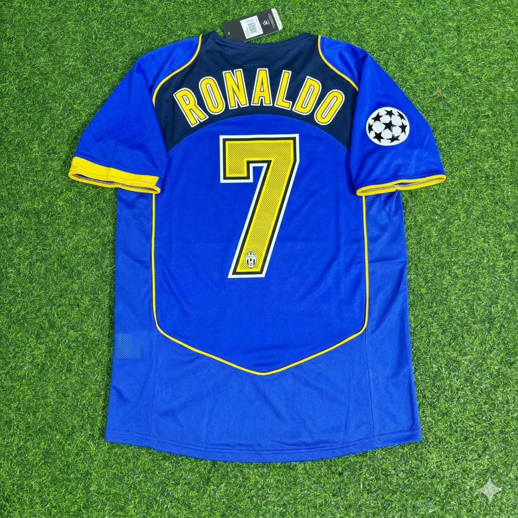 Cristiano Ronaldo Juventus Blue Retro Football Jersey – Back View