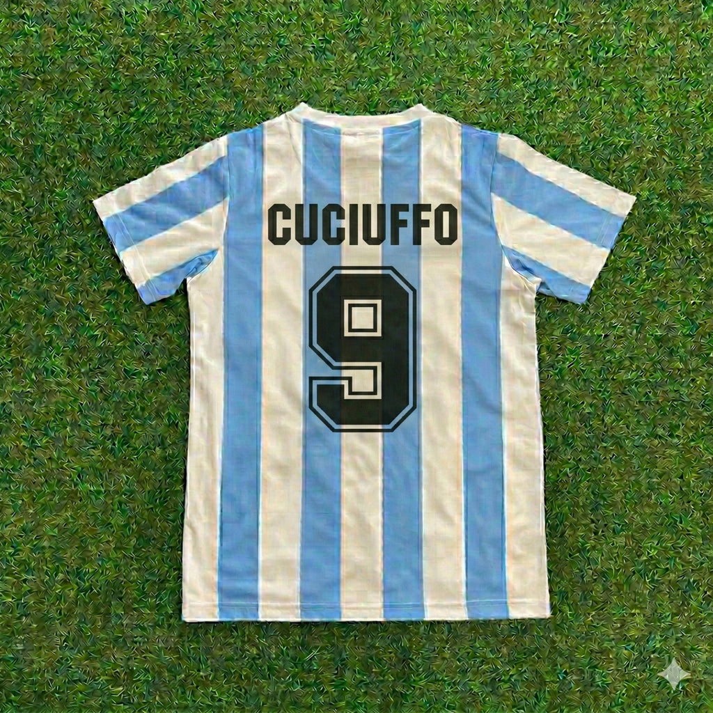 1986 José Luis Cuciuffo 9- Argentina Home Retro Football Jersey Collection – Back View