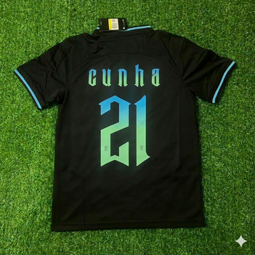 Matheus Cunha Brazil Retro Football Jersey – Back View
