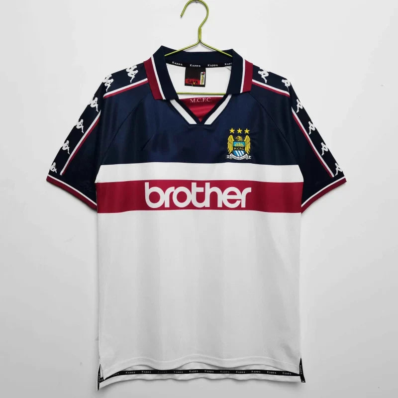 1997 Manchester City Retro brother sponsor Blue Retro Football Jersey – Front View