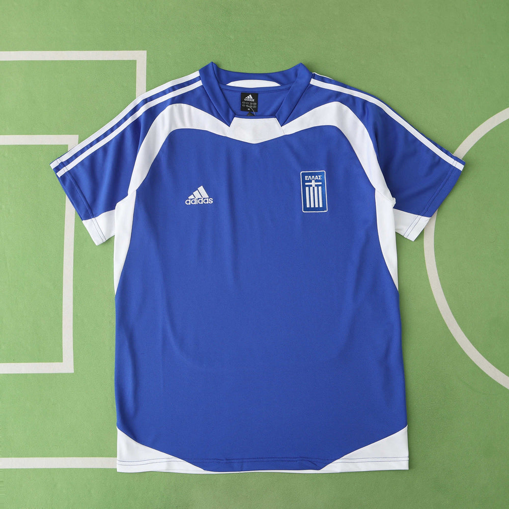 Greece EURO 2004 Final Blue Retro Home Kit Jersey – Detailed View