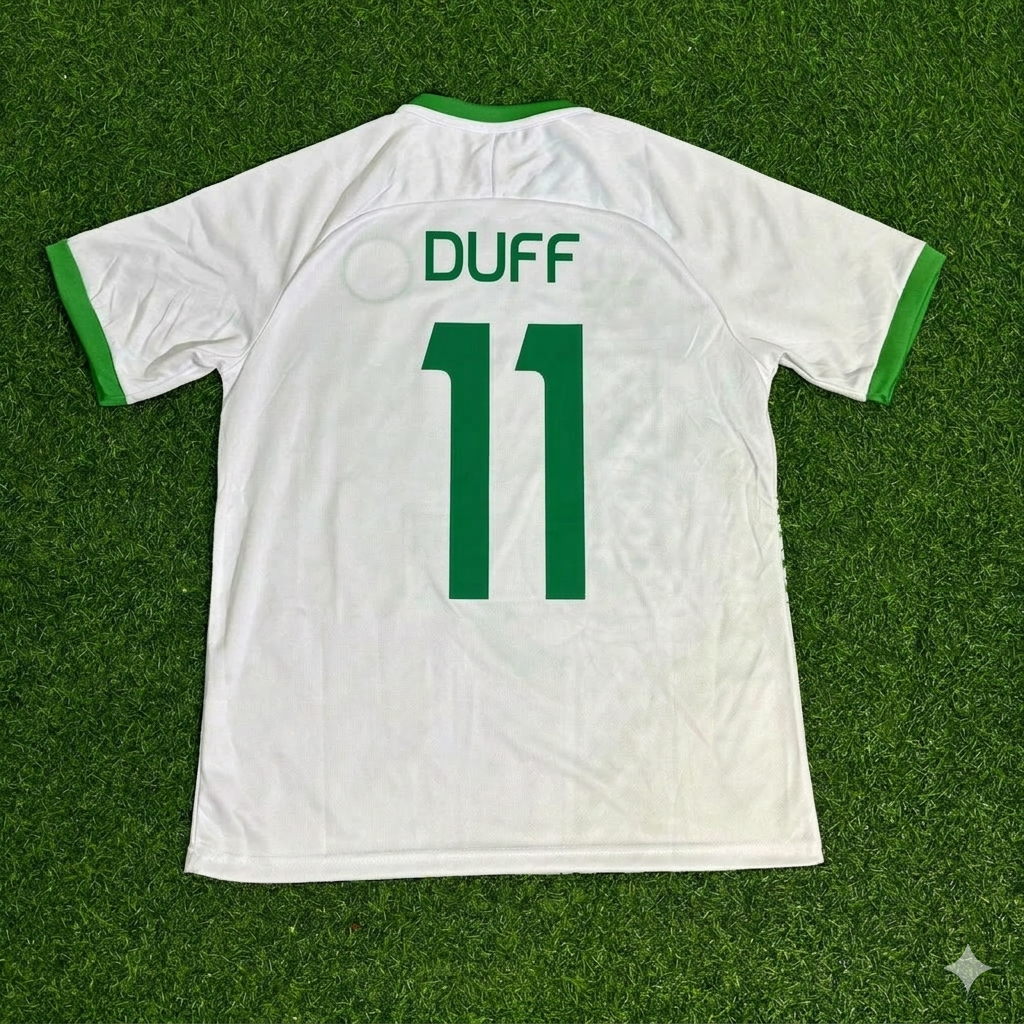 Ireland Vintage Special Edition White Football Jersey – Damien Duff 11- – Back View
