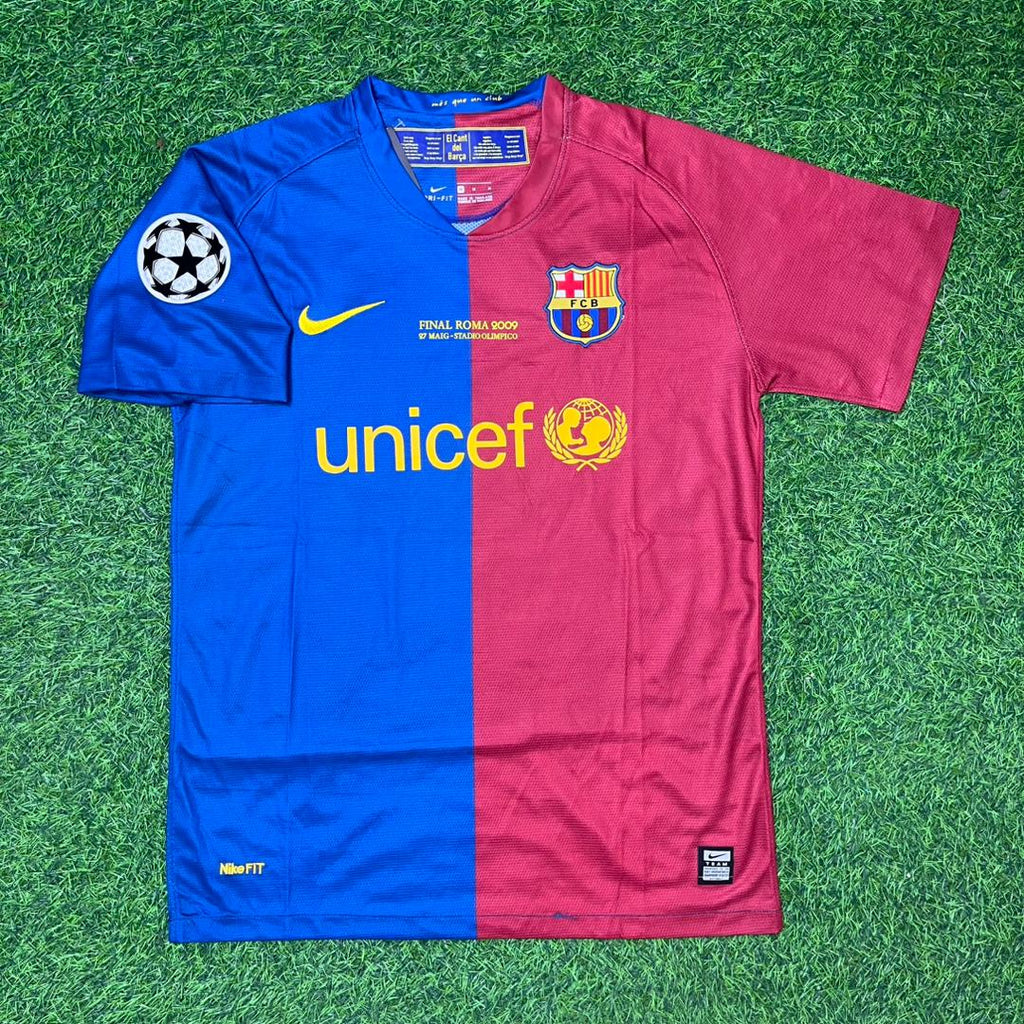 Daniel Alves Barcelona 2009 Roma Final Retro Jersey – Front View