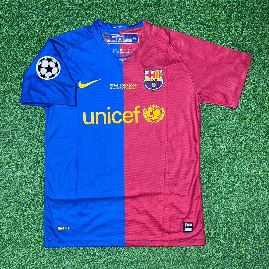 Daniel Alves Barcelona 2009 Roma Final Retro Jersey – Front View