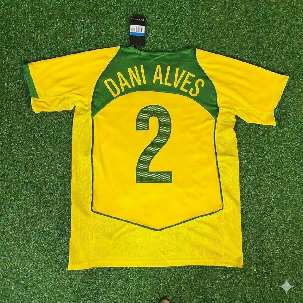 Dani Alves 2 Brazil Retro Football Jersey – Back View