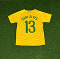 2010 Brazil World Cup Dani Alves Retro Yellow Football Jersey – Back View