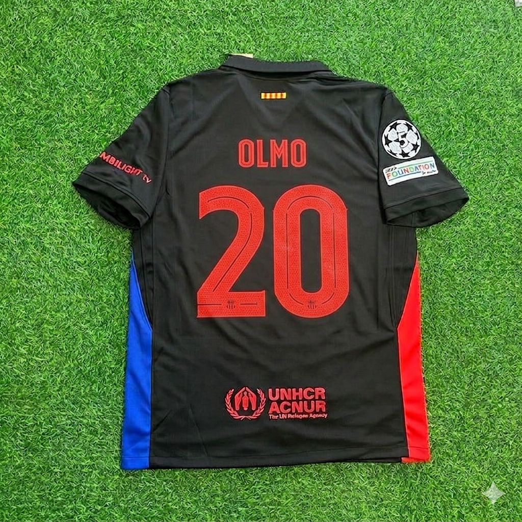 Dani Olmo #20 Barcelona Football Jersey – Back View