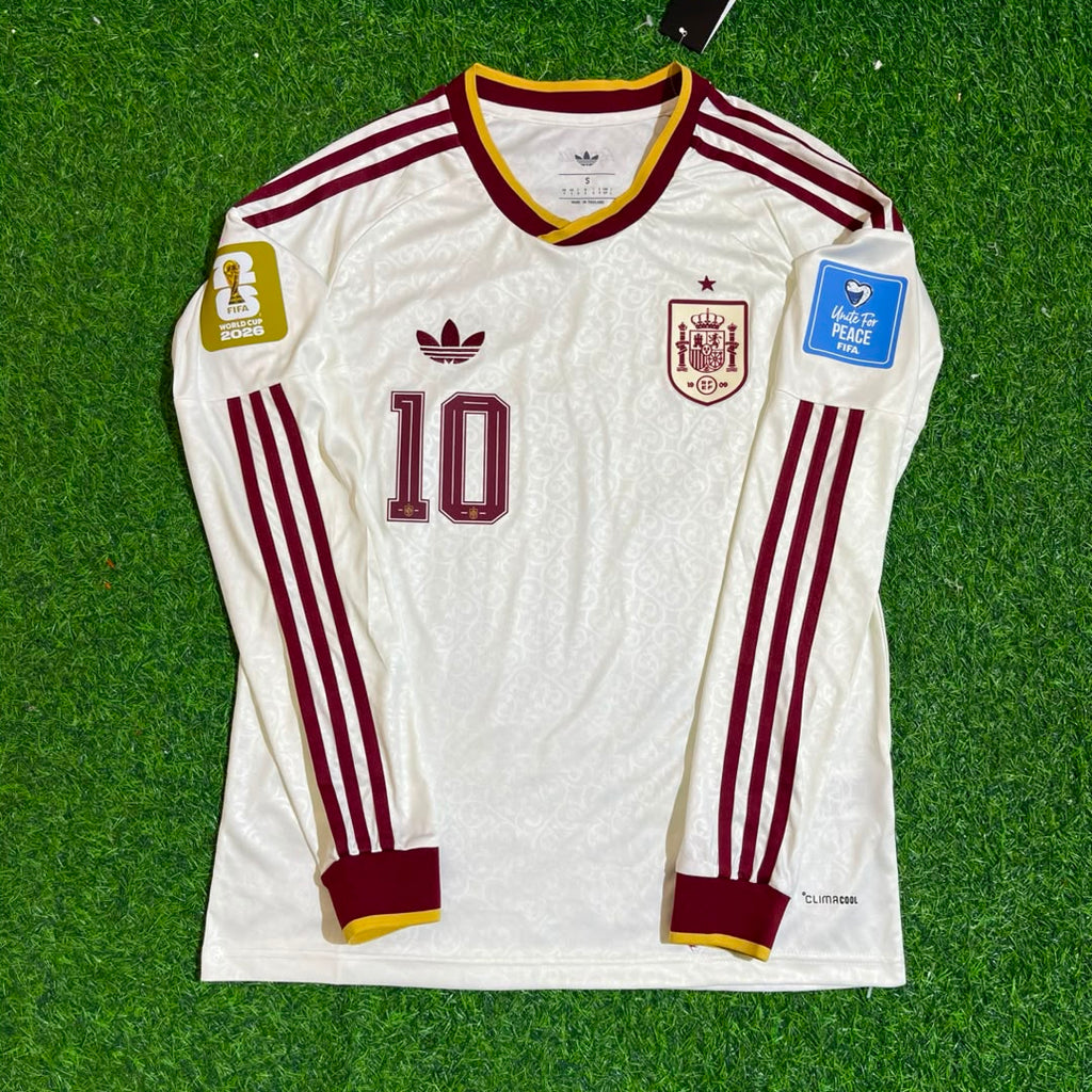 Dani Olmo #10 Spain 2026 World Cup Away Long Sleeve Jersey – Front View