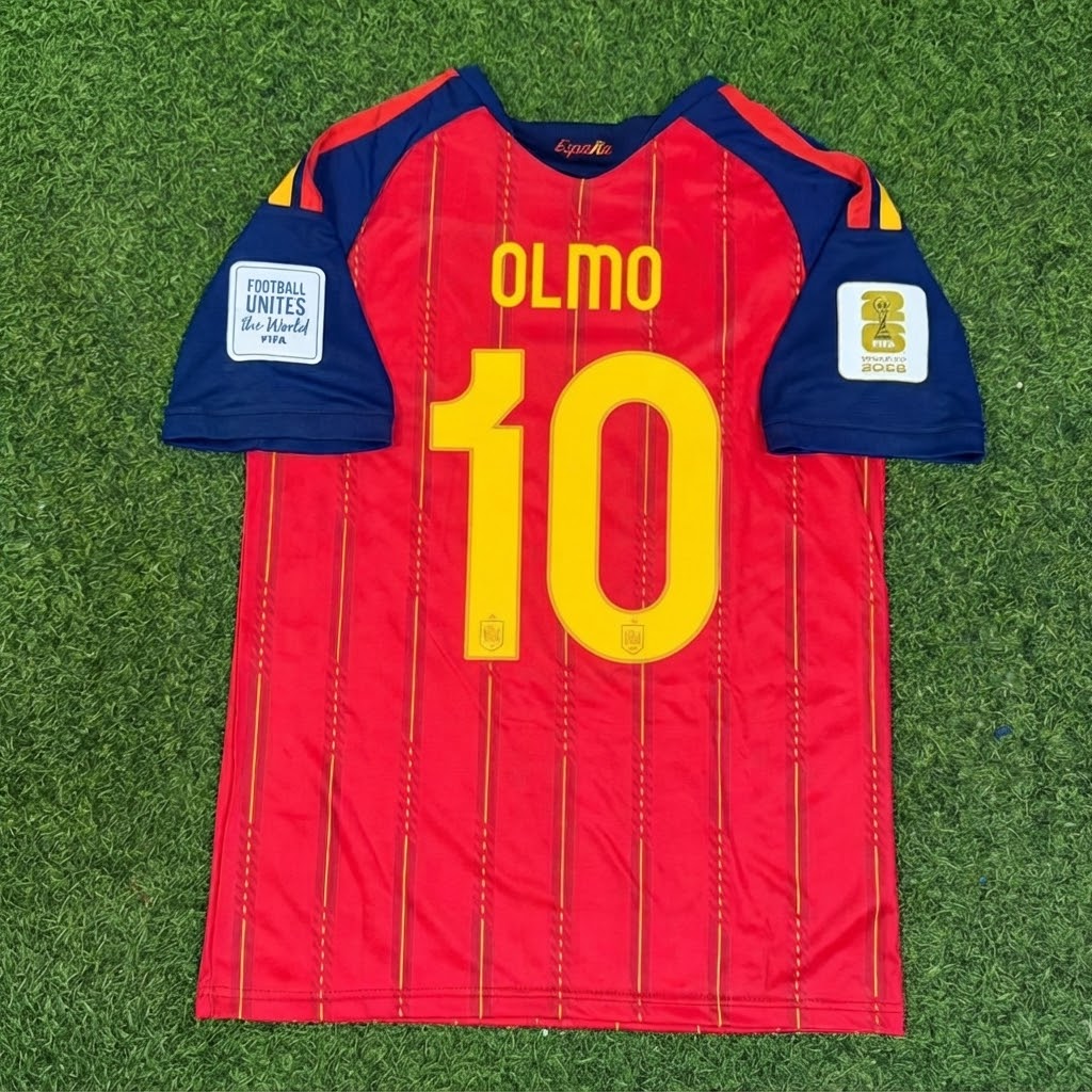 Dani Olmo #10 Spain Two Star 2026 World Cup Champions Home Jersey – Back View