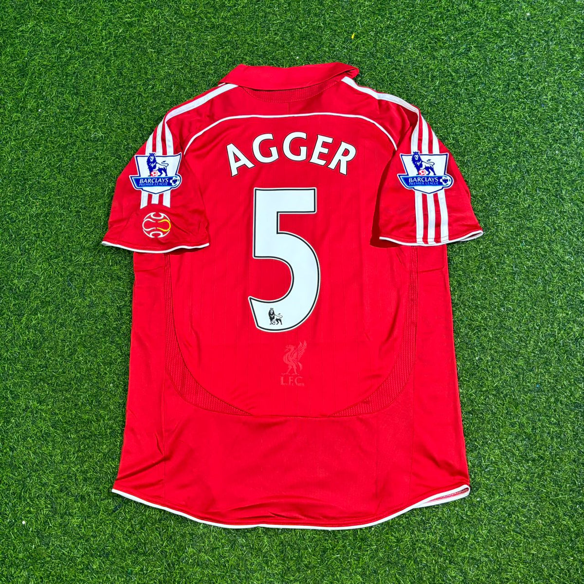 2007/08 Daniel Agger Liverpool Premier League Football Jersey – Back View